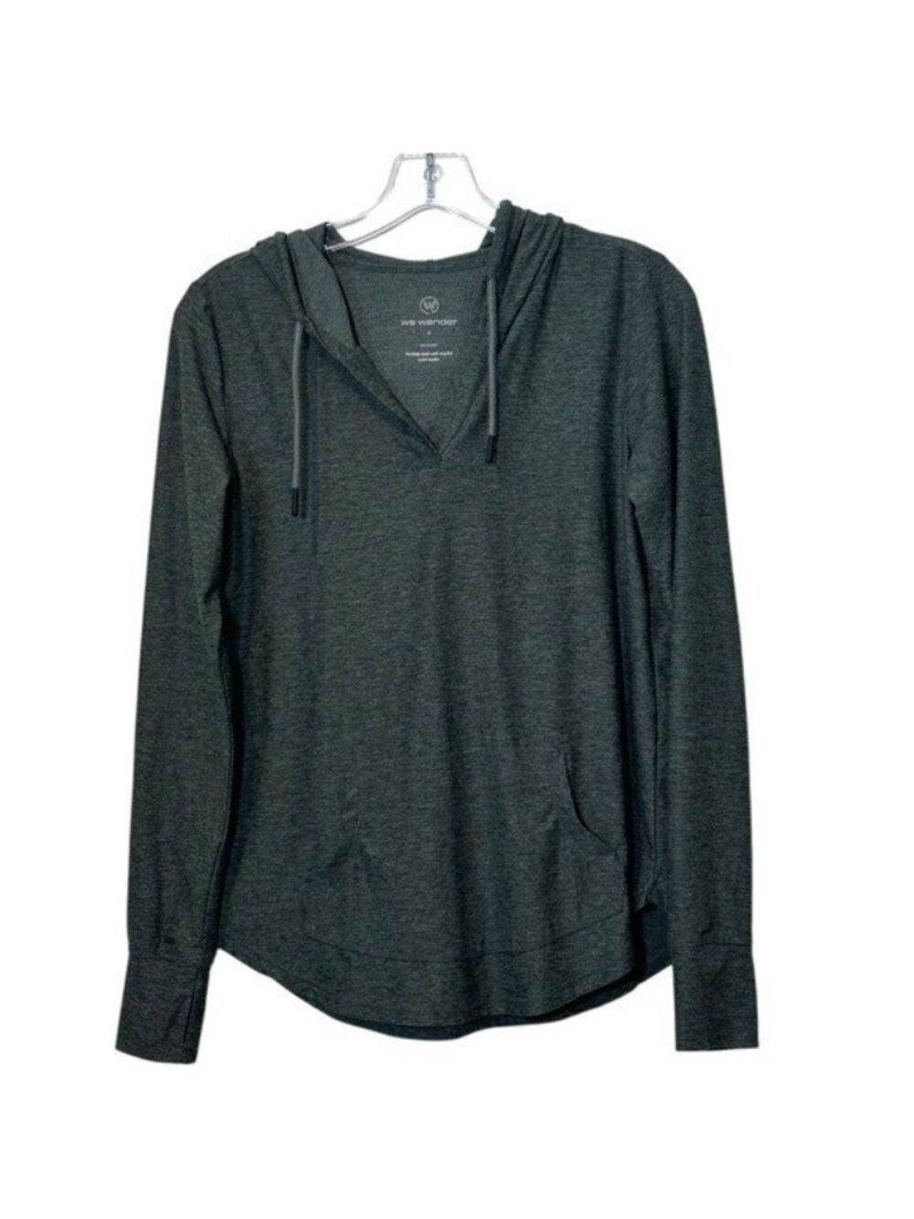 We Wander Women's S Heather Green Hoodie Lightweight Running Pullover Stitch Fix